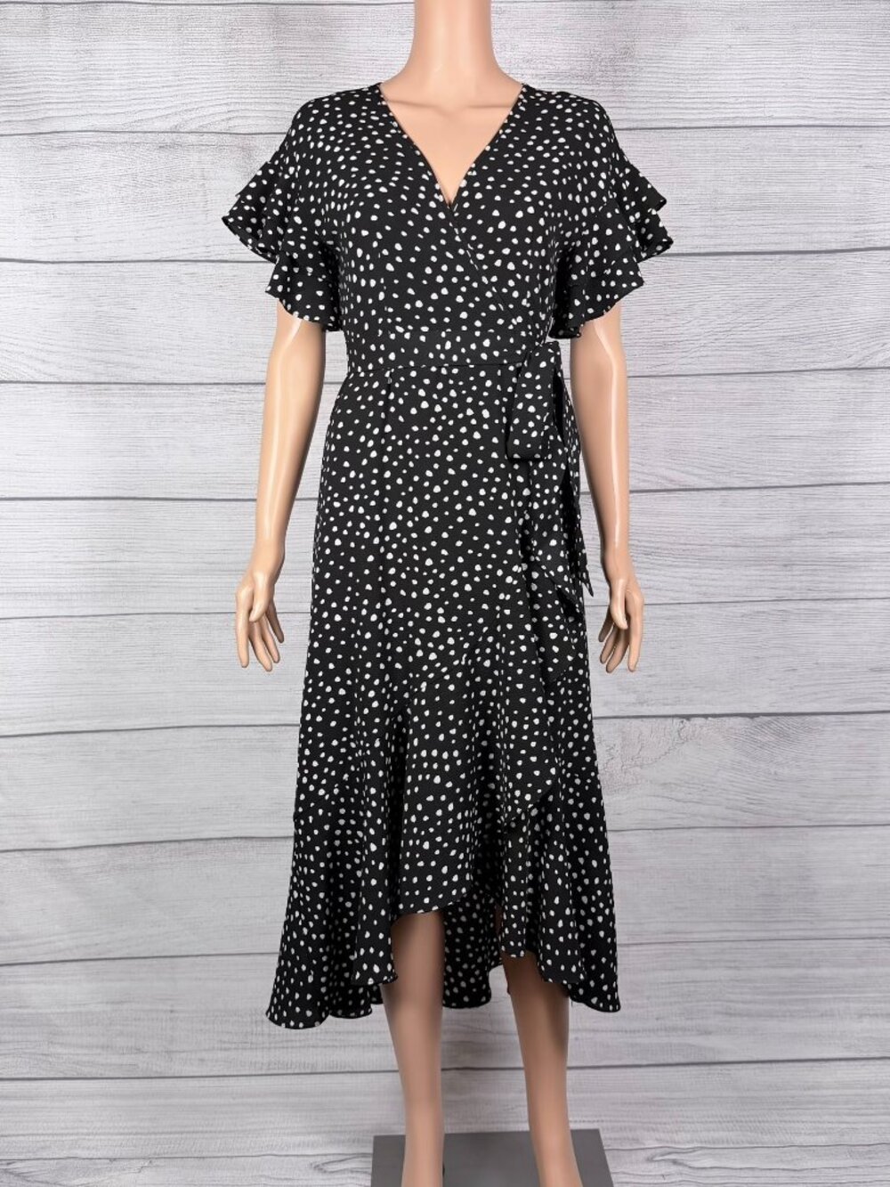 🖤 Max Studio Black and White Polka Dot Wrap Dress Size XS